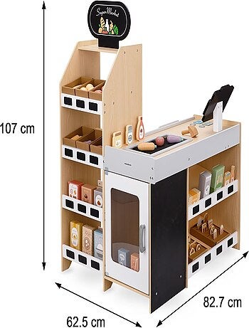 Marchande en Bois Stand de Jeu Éducatif pour Enfants avec Accessoires