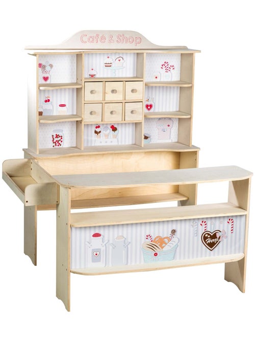 Marchande enfant en bois avec caisse enregistreuse et accessoires 'Café & Shop' ROBA - Kiabi