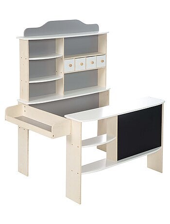 Marchande enfant en bois avec comptoir étagères et tableau noir ROBA