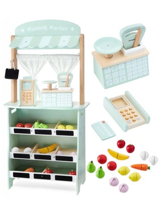 Marchande Enfant & Théâtre en Bois 97*48*24 cm - 2EN1 Grand Stand Vendeur