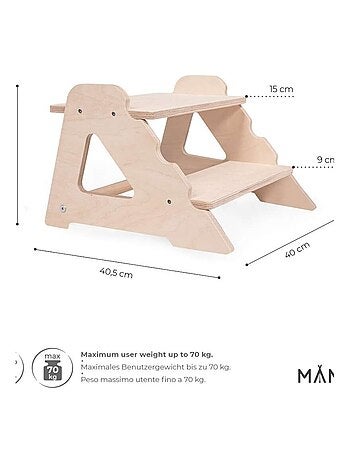 Marchepied enfant 2 marches – Bois , universel et sécurisé