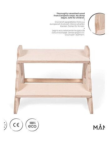 Marchepied enfant 2 marches – Bois , universel et sécurisé