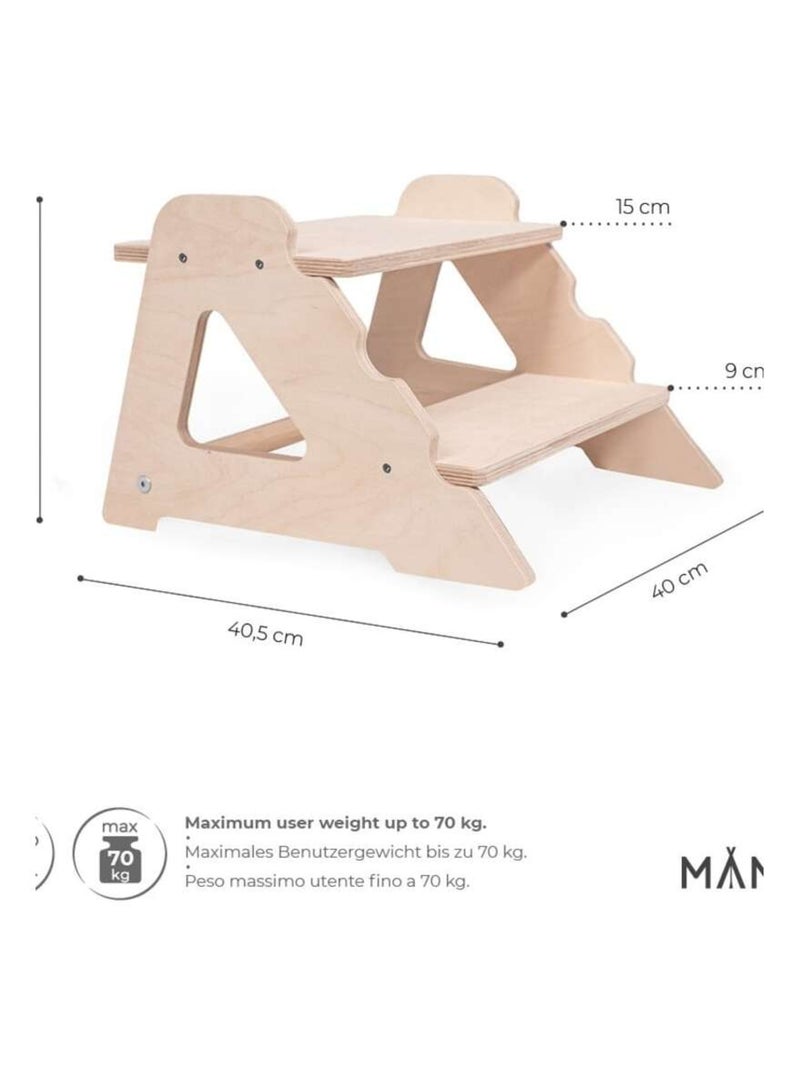 Marchepied enfant 2 marches – Bois , universel et sécurisé Bois naturel - Kiabi