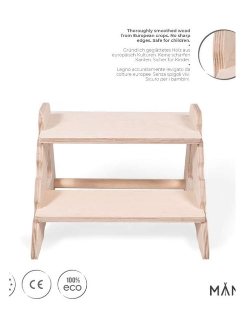 Marchepied enfant 2 marches – Bois , universel et sécurisé - Kiabi