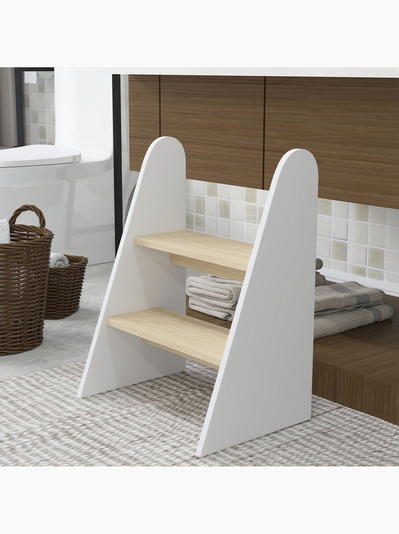 Marchepied enfant 2 marches style nordique - charge max. 20 kg - aspect bois Blanc Blanc - Kiabi