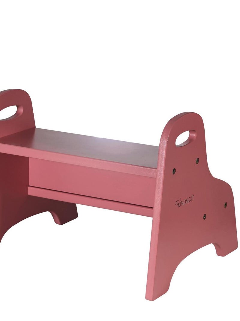 Marchepied enfant en bois Rose rouge - Kiabi