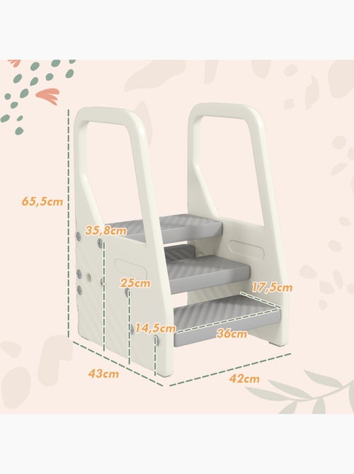 Marchepied enfant hauteur réglable - 2 ou 3 marches - hdpe crème gris - Kiabi Marchepied enfant hauteur réglable - 2 ou 3 marches - hdpe crème gris - Kiabi