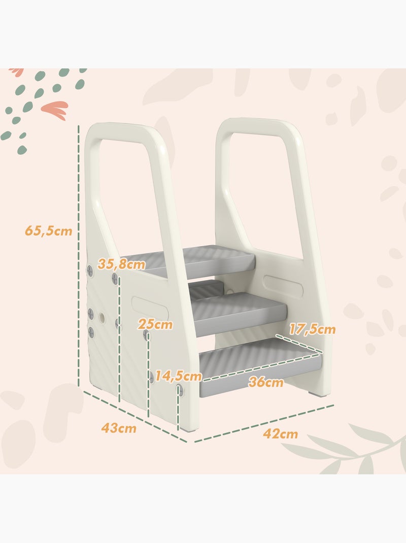 Marchepied enfant hauteur réglable - 2 ou 3 marches - hdpe crème gris Gris - Kiabi