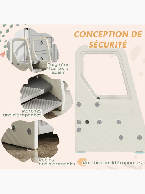 Marchepied enfant hauteur réglable - 2 ou 3 marches - hdpe crème gris - Kiabi Marchepied enfant hauteur réglable - 2 ou 3 marches - hdpe crème gris - Kiabi