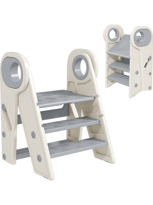 Marchepied enfant pliable 2 ou 3 marches modulable hdpe blanc gris - Kiabi Marchepied enfant pliable 2 ou 3 marches modulable hdpe blanc gris - Kiabi