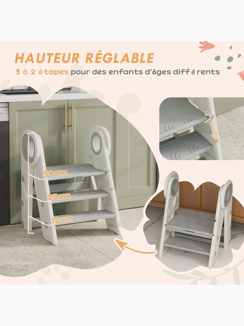 Marchepied enfant pliable 2 ou 3 marches modulable hdpe blanc gris - Kiabi Marchepied enfant pliable 2 ou 3 marches modulable hdpe blanc gris - Kiabi