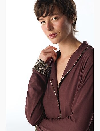 Margot ensemble de pyjama chemise et pantalon à manches longues, imprimé serpent penti