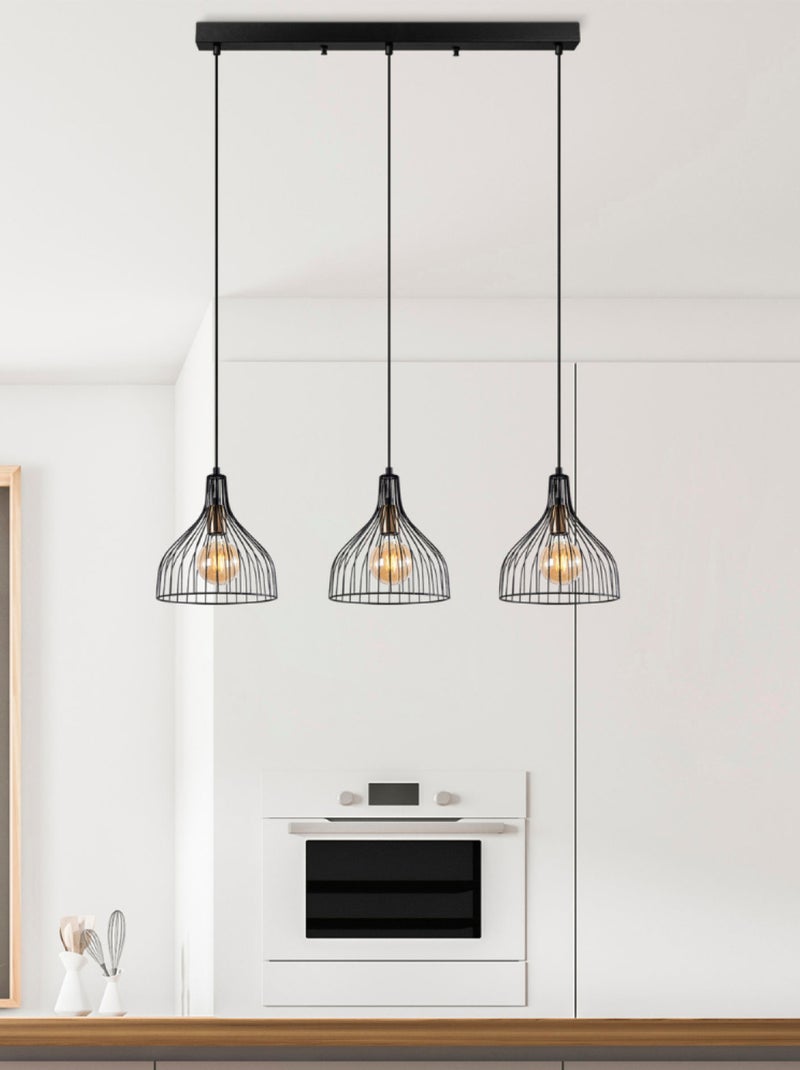 MARIE Plafonnier en métal noir - 3 lampes Noir Noir - Kiabi