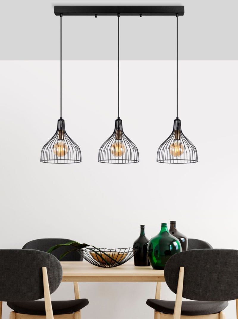 MARIE Plafonnier en métal noir - 3 lampes Noir Noir - Kiabi