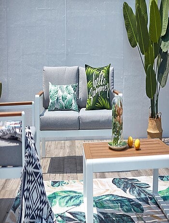 MARINGO Salon de jardin bas 4 places en aluminium blanc