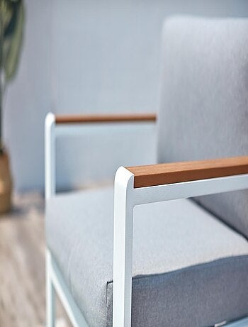 MARINGO Salon de jardin bas 4 places en aluminium blanc