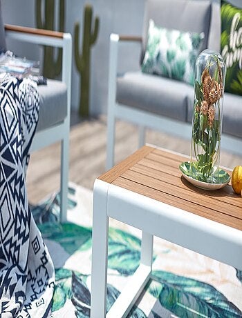 MARINGO Salon de jardin bas 4 places en aluminium blanc