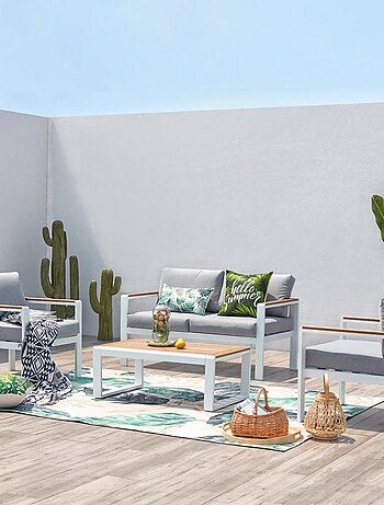 Maringo, salon de jardin bas blanc alu 4p