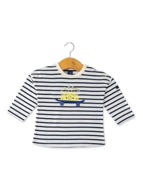 Marinière Bébé rayé bleu marine avec motif imprimé - Kiabi