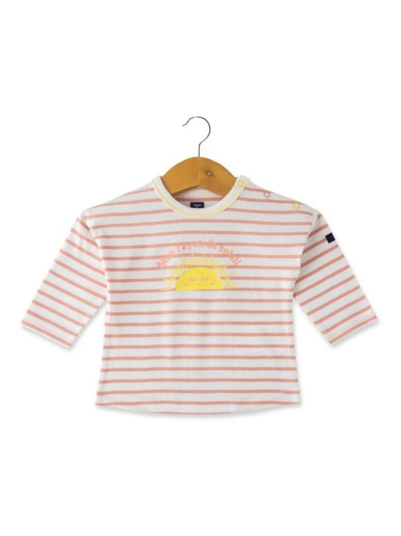 Marinière Bébé rayé rose avec motif imprimé Beige - Kiabi