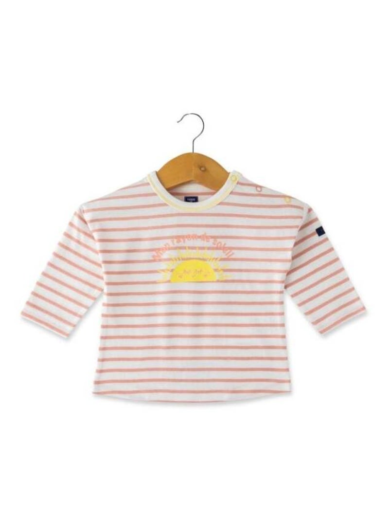 Marinière Bébé rayé rose avec motif imprimé Rose - Kiabi