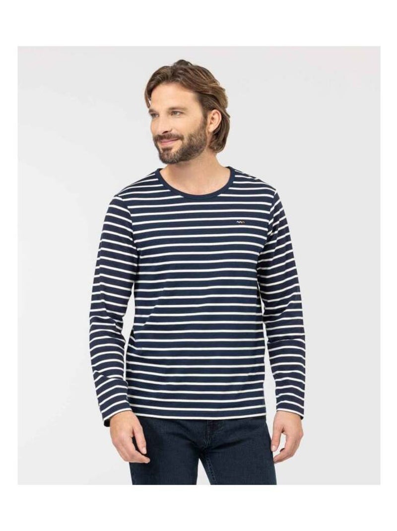 Marinière bleu marine rayé grège Homme Bleu - Kiabi