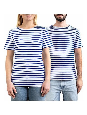 Marinière 'Breizh Océan' Homme ou Femme, T-shirt rayé mixte manches courtes