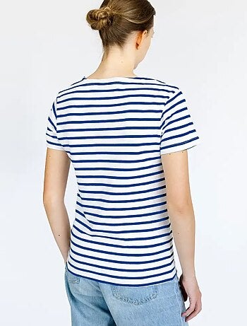 Marinière 'Breizh Océan' Homme ou Femme, T-shirt rayé mixte manches courtes