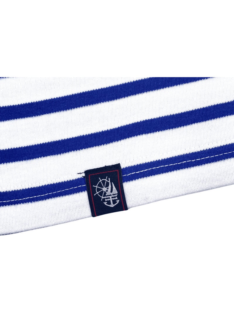 Marinière 'Breizh Océan' Homme ou Femme, T-shirt rayé mixte manches courtes Blanc/Azur - Kiabi