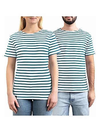 Marinière 'Breizh Océan' Homme ou Femme, T-shirt rayé mixte manches courtes