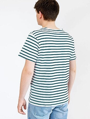 Marinière 'Breizh Océan' Homme ou Femme, T-shirt rayé mixte manches courtes