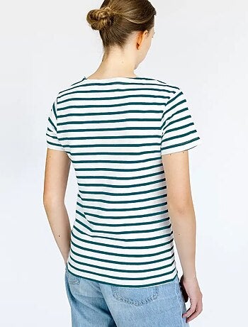 Marinière 'Breizh Océan' Homme ou Femme, T-shirt rayé mixte manches courtes
