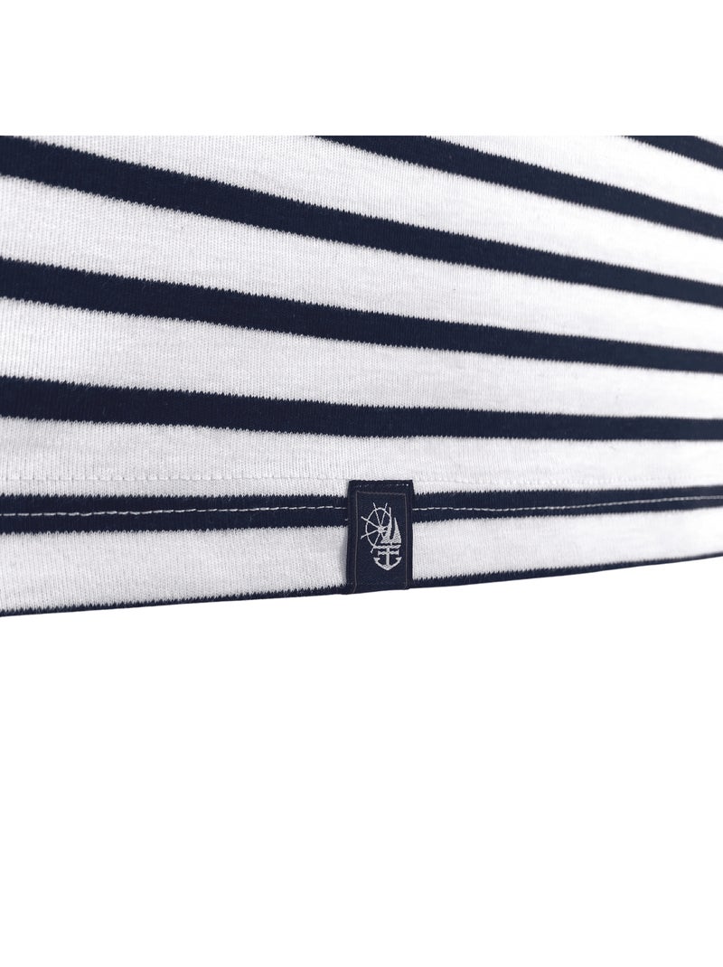 Marinière 'Breizh Océan' Homme ou Femme, T-shirt rayé mixte manches courtes Blanc/Jean - Kiabi