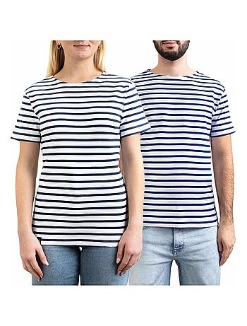 Marinière 'Breizh Océan' Homme ou Femme, T-shirt rayé mixte manches courtes
