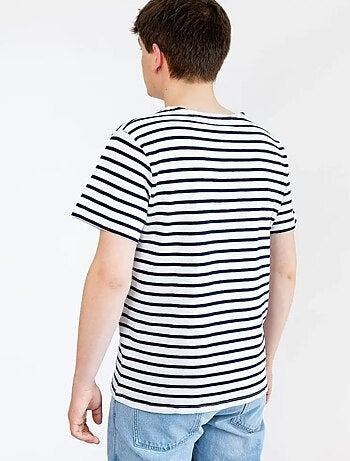 Marinière 'Breizh Océan' Homme ou Femme, T-shirt rayé mixte manches courtes