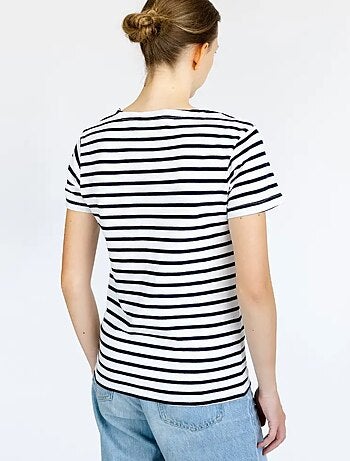 Marinière 'Breizh Océan' Homme ou Femme, T-shirt rayé mixte manches courtes