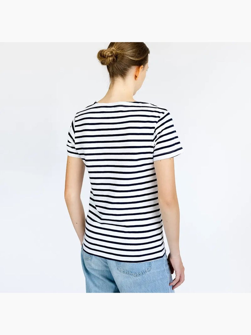 Marinière 'Breizh Océan' Homme ou Femme, T-shirt rayé mixte manches courtes Blanc/Marine - Kiabi