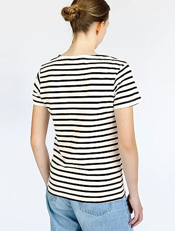 Marinière 'Breizh Océan' Homme ou Femme, T-shirt rayé mixte manches courtes