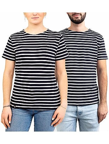 Marinière 'Breizh Océan' Homme ou Femme, T-shirt rayé mixte manches courtes
