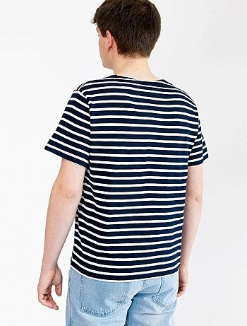 Marinière 'Breizh Océan' Homme ou Femme, T-shirt rayé mixte manches courtes