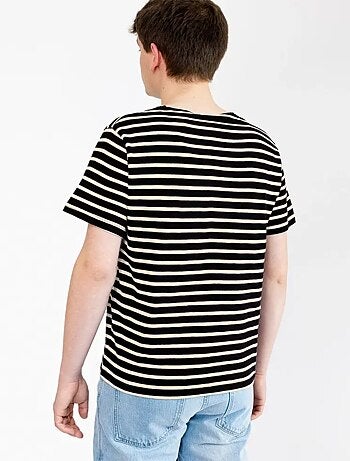 Marinière 'Breizh Océan' Homme ou Femme, T-shirt rayé mixte manches courtes