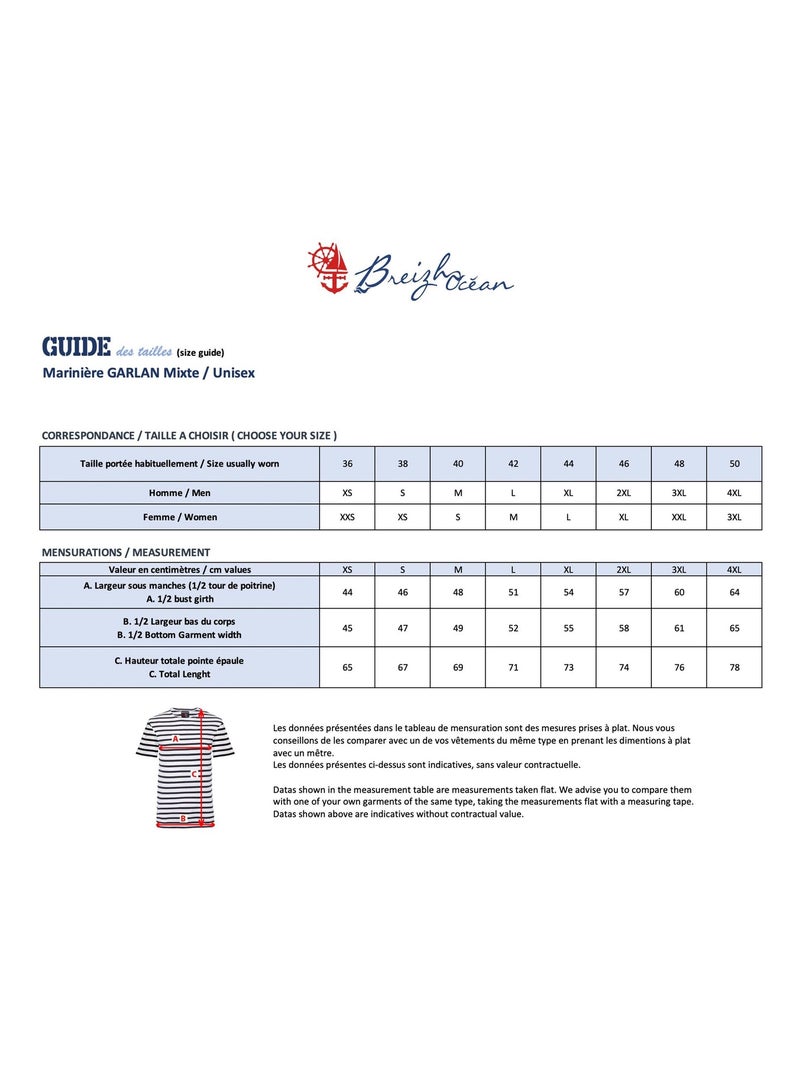 Marinière 'Breizh Océan' Homme ou Femme, T-shirt rayé mixte manches courtes Marine/Ecru - Kiabi