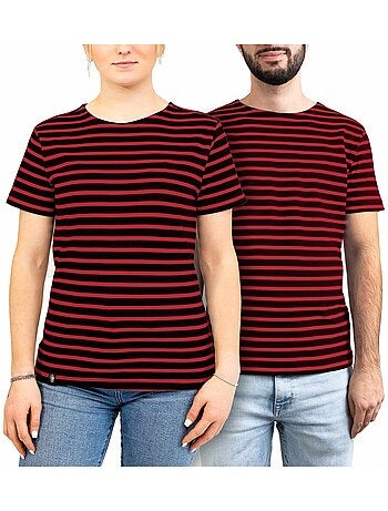 Marinière 'Breizh Océan' Homme ou Femme, T-shirt rayé mixte manches courtes