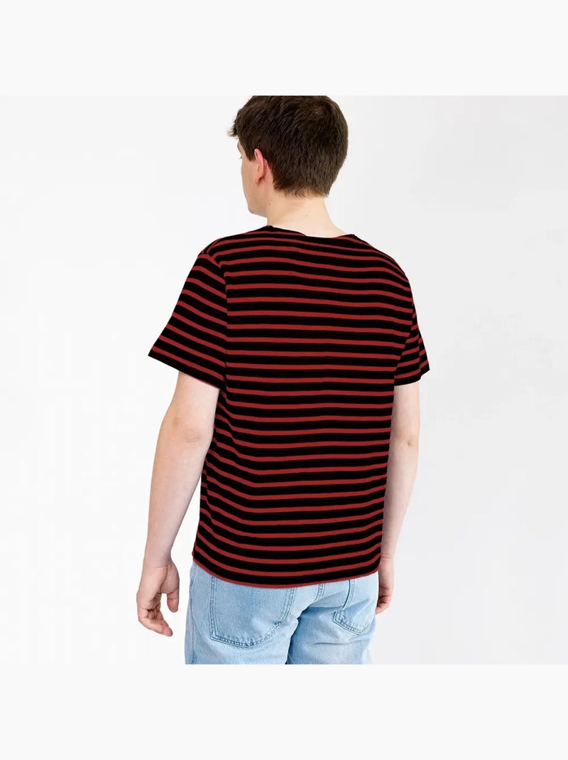 Marinière 'Breizh Océan' Homme ou Femme, T-shirt rayé mixte manches courtes Marine/Rouge - Kiabi