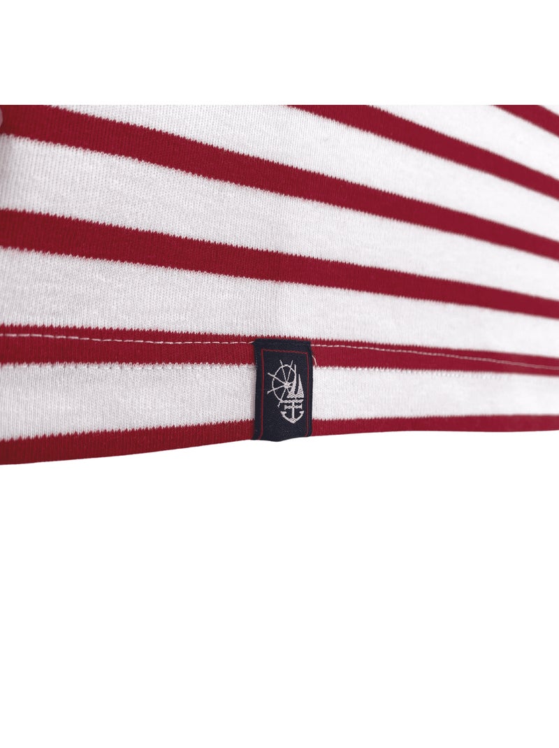Marinière 'Breizh Océan' Homme ou Femme, T-shirt rayé mixte manches courtes Marine/Rouge - Kiabi