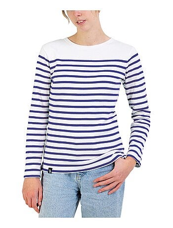 Marinière 'Breizh Océan', T-Shirt Femme Manches Longues en Coton Bio