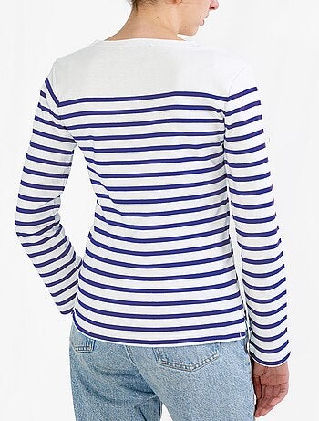 Marinière 'Breizh Océan', T-Shirt Femme Manches Longues en Coton Bio