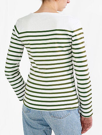 Marinière 'Breizh Océan', T-Shirt Femme Manches Longues en Coton Bio