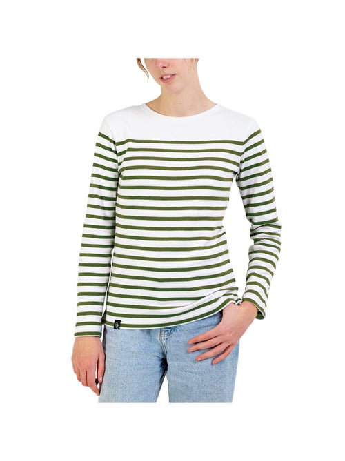 Marinière 'Breizh Océan', T-Shirt Femme Manches Longues en Coton Bio - Kiabi