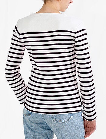 Marinière 'Breizh Océan', T-Shirt Femme Manches Longues en Coton Bio